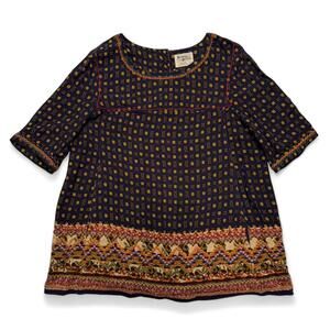 Holding Horses Short Sleeved Navy Embroidered Blouse Size 6(M)